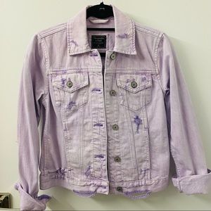 Abercrombie & Fitch Lavender Distressed Denim Jacket XS - NWOT